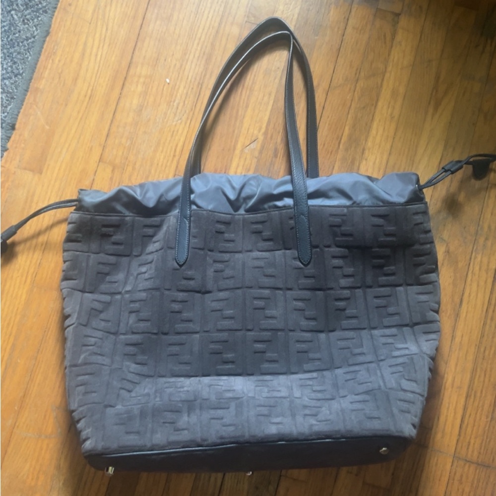 Fendi Black Quilted Tote Bag with Leather Handles